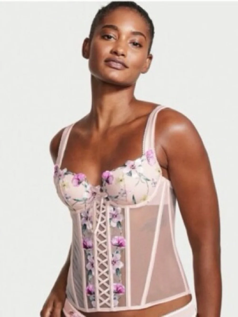 NWT Victoria’s Secret VERY SEXY Small Lily Embroidery Corset Set Size Small